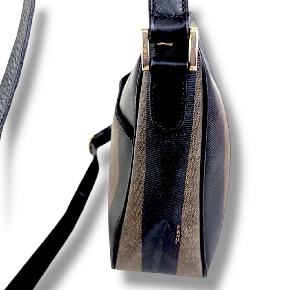 FENDI Black and Taupe Striped Crossbody or Shoulder Bag VTG - Picture 15 of 16